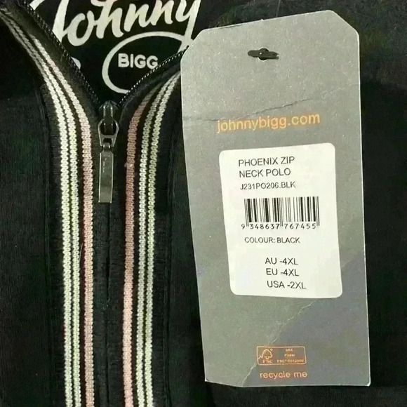 NWT Johnny Bigg 2xl Black Phoenix Neck Zip Polo - Picture 4 of 7